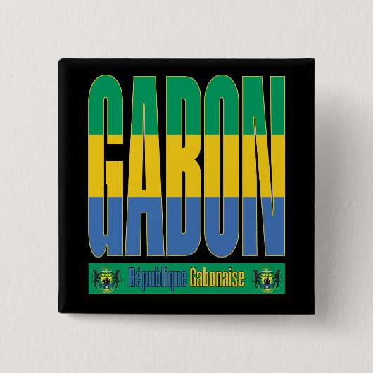 Gabun Flag Text Design Button (Vorderseite)