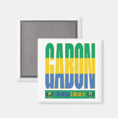 Gabun Flag Text Design Magnet (Vorderseite/Rückseite)