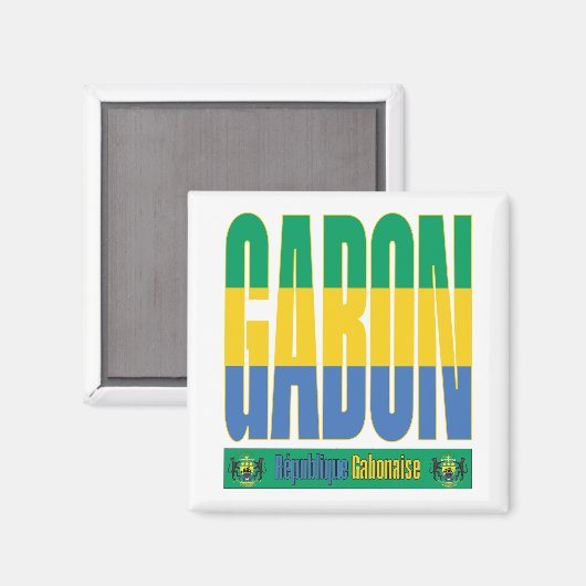 Gabun Flag Text Design Magnet (Vorderseite/Rückseite)