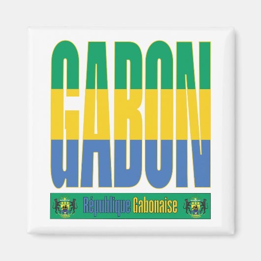 Gabun Flag Text Design Magnet (Vorne)