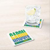 Gabun Flag Text Design Rechteckiger Pappuntersetzer (Vor Ort)