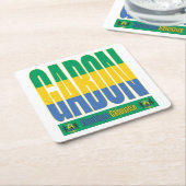 Gabun Flag Text Design Rechteckiger Pappuntersetzer (angewinkelt)