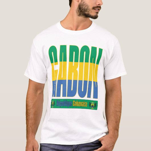Gabun Flag Text Design T-Shirt (Vorderseite)
