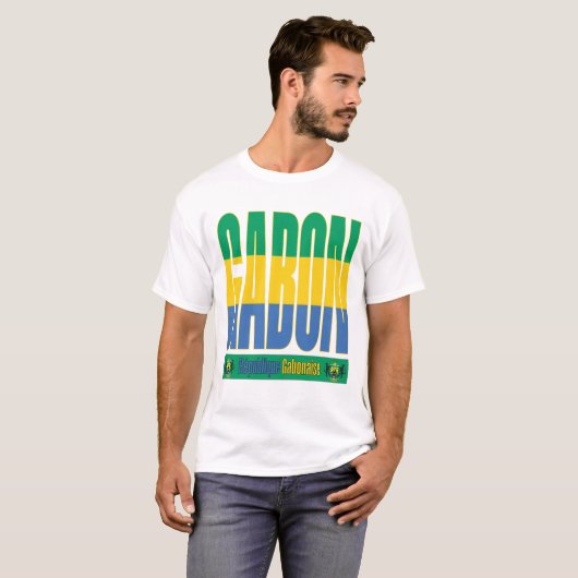 Gabun Flag Text Design T-Shirt (Vorne ganz)