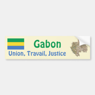Gabun Flagge + Karte Autoaufkleber