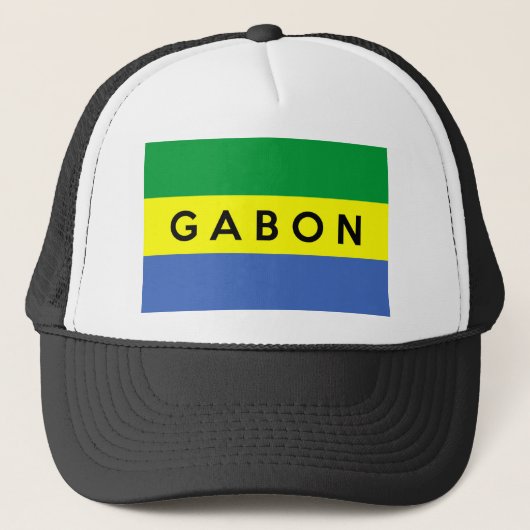 Gabun-Flaggenland-Textname Truckerkappe (Vorderseite)