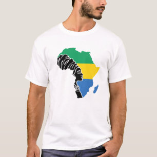 Gabun Gabonese Flag Africa Map Ethnisches Erbe Bla T-Shirt