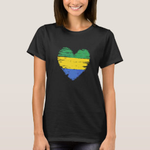 Gabun Heart Gabonese Flag Gabonese Pride T-Shirt