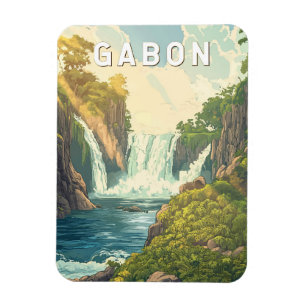 Gabun Illustration Reise Kunst Vintage Magnet