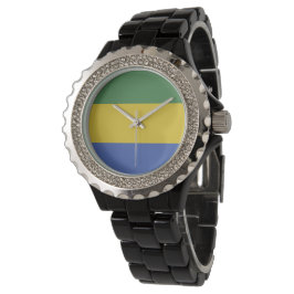 Gabunische Flagge Armbanduhr