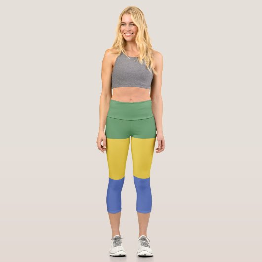 Gabunische Flagge Capri Leggings (Vorderseite)