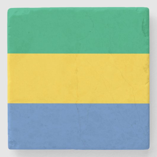 Gabunische Flagge (Gabun) Steinuntersetzer (Vorderseite)