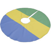 Gabunische Flagge Polyester Weihnachtsbaumdecke (Schrägansicht)