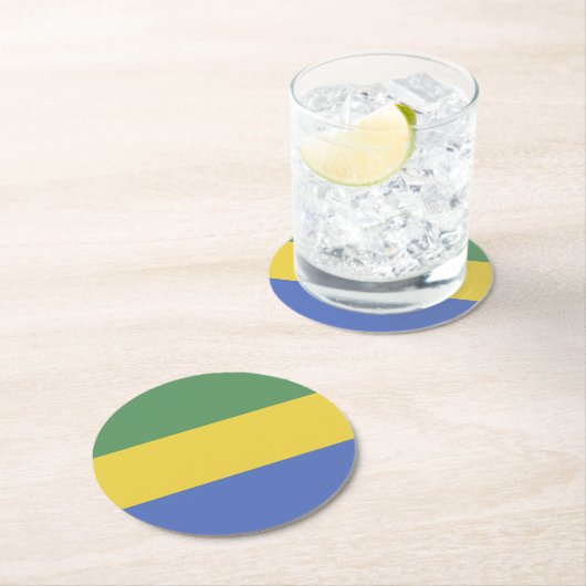 Gabunische Flagge Runder Pappuntersetzer (Vor Ort)