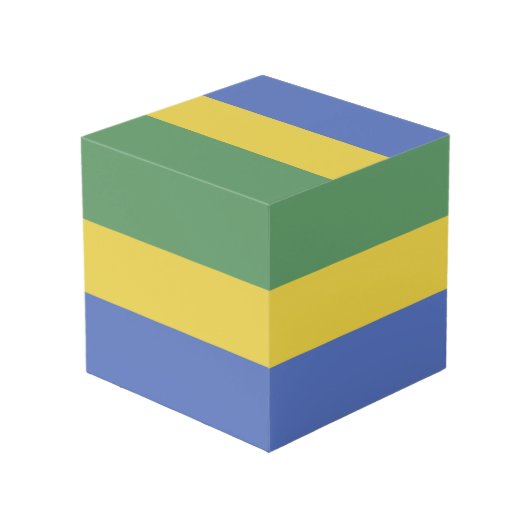 Gabunische Flagge Würfel (Rückseite Schrägansicht)