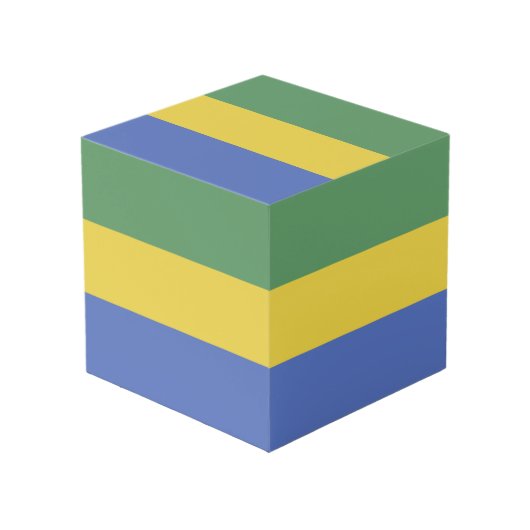 Gabunische Flagge Würfel (Vorderseite Schrägansicht)