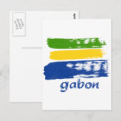 Gabunische Grunge-Fahne Postkarte (Vorne/Hinten)