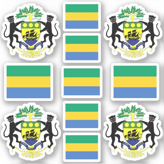 gabunische Staatssymbole /Wappen und Flagge Aufkleber (Vorderseite)