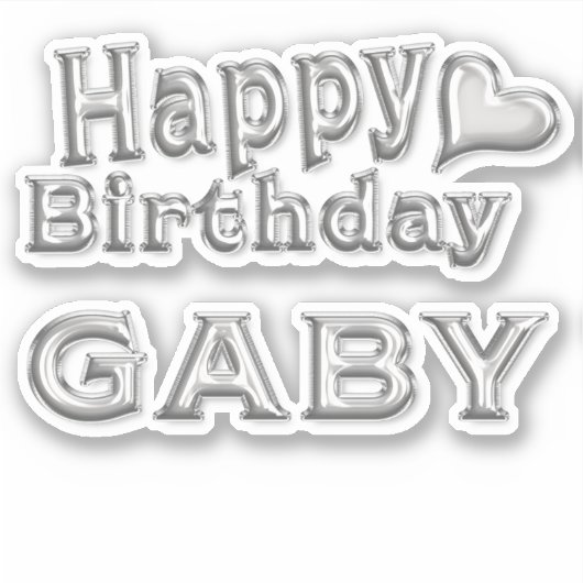 Gaby Happy Birthday silver Aufkleber Sticker (Vorderseite)