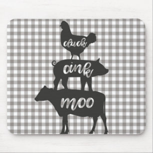 Gackern Quieken Muhen Huhn Kuh Schwein Bauernhof Mousepad