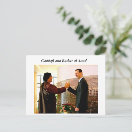 Gaddafi und Bashar al Assad Postkarte (Stehend Vorderseite)