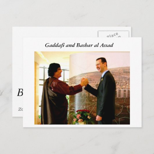Gaddafi und Bashar al Assad Postkarte (Vorne/Hinten)