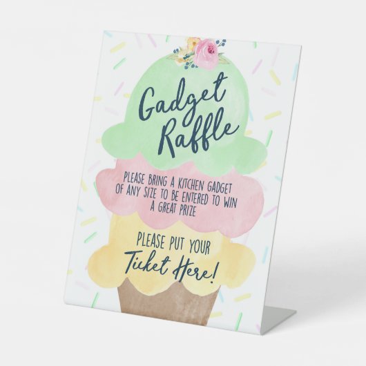 Gadget Raffle Ice Creme Brautparty Sockelschild (Vorderseite)