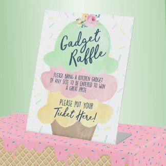 Gadget Raffle Ice Creme Brautparty Sockelschild