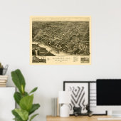 Gadsden, AL Panoramic Map - 1887 Poster (Heimbüro)