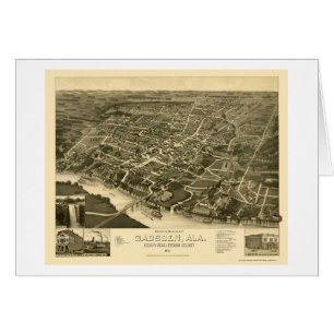 Gadsden, AL panoramische Karte - 1887