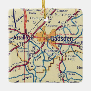 Gadsden AL Vintage Karte Keramikornament