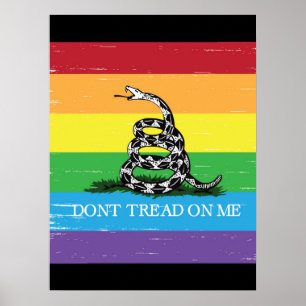 Gadsden Flag LGBT Tritt mir nicht auf Regenbogensc Poster