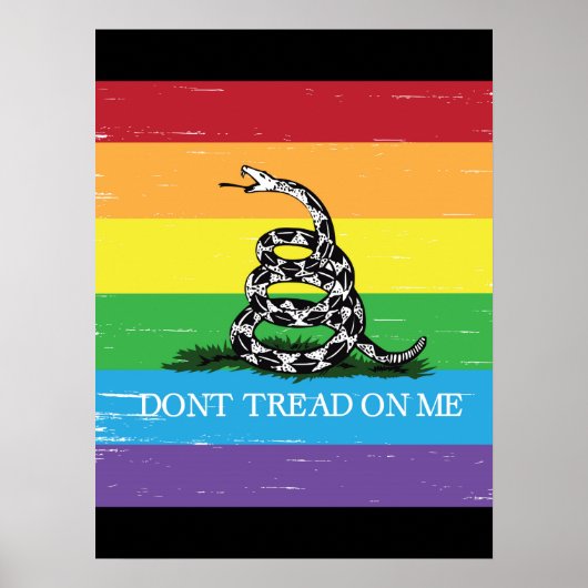Gadsden Flag LGBT Tritt mir nicht auf Regenbogensc Poster (Vorne)
