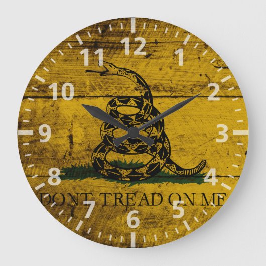 Gadsden-Flagge auf Altholzkörner Große Wanduhr (Vorderseite)