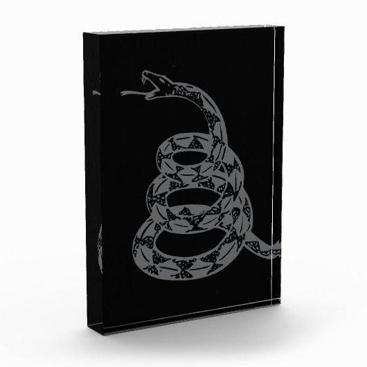 Gadsden-Flagge Don't Tread on Me Grau Fotoblock (Links)