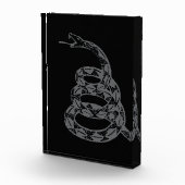 Gadsden-Flagge Don't Tread on Me Grau Fotoblock (Rechts)