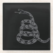Gadsden-Flagge Don't Tread on Me Grau Glasuntersetzer (Vorderseite)