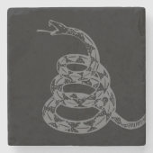 Gadsden-Flagge Don't Tread on Me Grau Steinuntersetzer (Vorderseite)