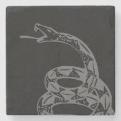 Gadsden-Flagge Don't Tread on Me Grau Steinuntersetzer (Vorderseite)