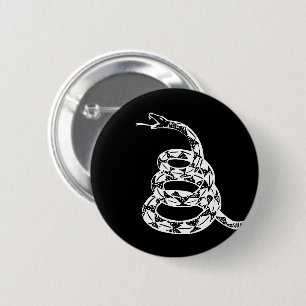 Gadsden-Flagge Don't Tread on Me Schwarz und Weiß Button