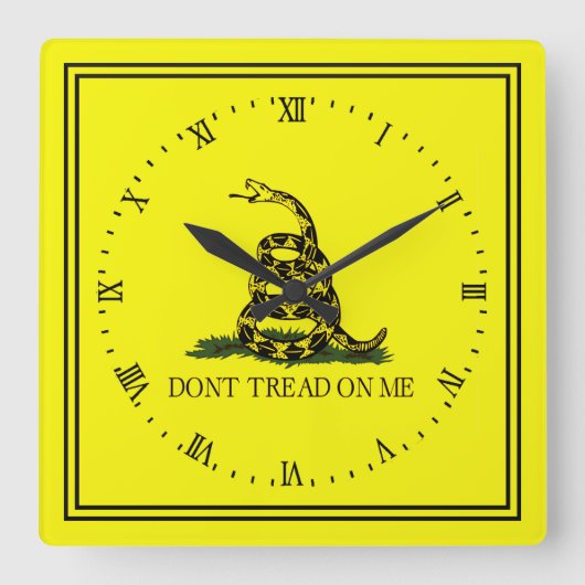 Gadsden-Flagge treten nicht auf mir Quadratische Wanduhr (Vorderseite)