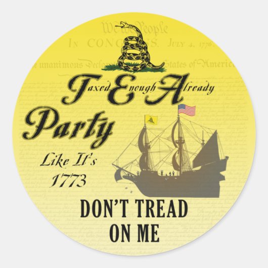 Gadsden - Tee-Party, als wäre es 1773 Stickers (Vorderseite)