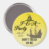 Gadsden - Tee-Party wie 1773 Magnet (Vorderseite/Rückseite)