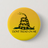 Gadsdenflagge, gelber Hintergrund Button (Vorderseite)