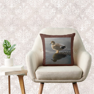 Gadwell Duck Brown Square Throw Kissen