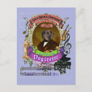Gaetano Dogizetti Dog Animal Composer Donizetti Postkarte