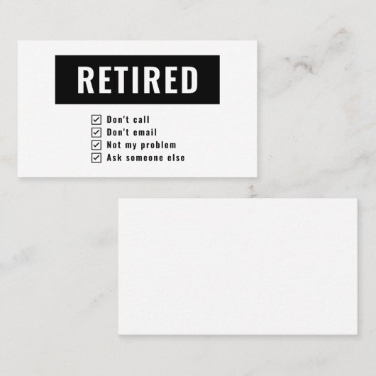 Gag Spaß nicht mein Problem witziger Ruhestand erl Visitenkarte (Vorne/Hinten)