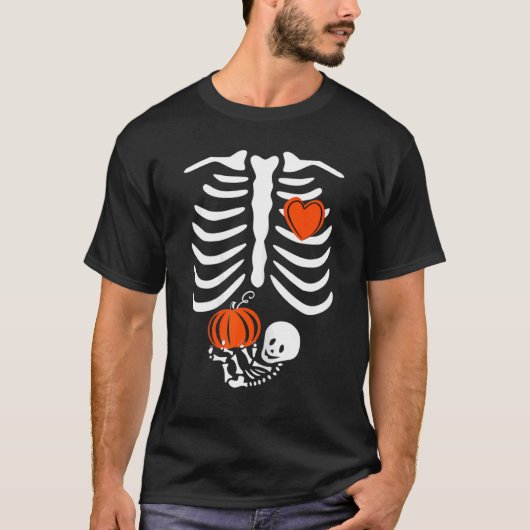 Gag Thanksgiving Pregnancy Announcement Skeleton T-Shirt (Vorderseite)