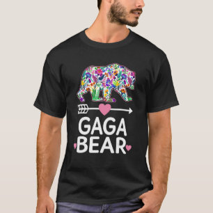 Gaga Bear Mütter Tag Blumenmuster Familie Outfi T-Shirt