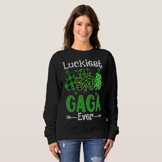 Gaga Ever Patricks Day Kleeblatt Leopard P Sweatshirt (Vorne ganz)
